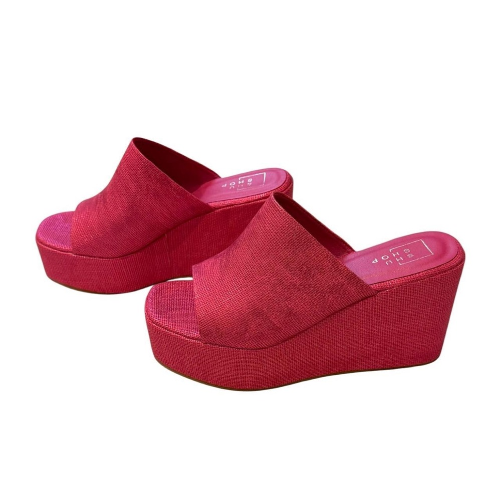 Shu Shop Pink Platform Wedge Mules Sz 9 Y2K